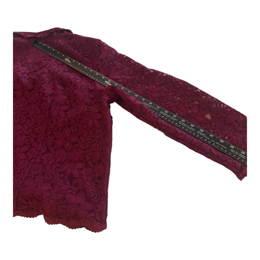 Talbots Woman Burgundy Floral Lace Button Front Jacket Plus Size 18W Romantic - Picture 8 of 8
